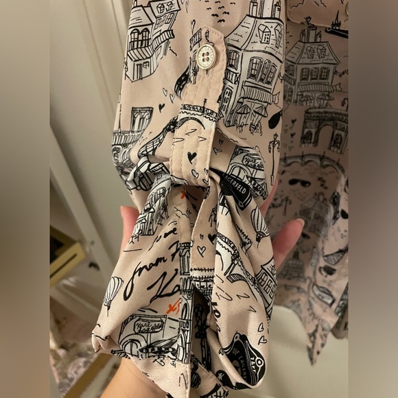 Karl Lagerfeld Paris Signature Blouse Button Shirt - Picture 3 of 5